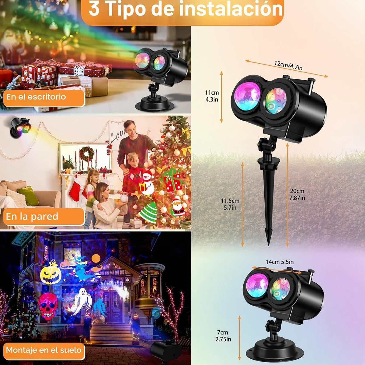 Lámpara Proyector LED 2 en 1 para Fiestas